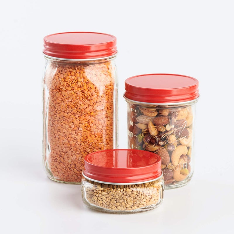 AllSpice Rust-Proof Wide Mouth Aluminum Metal Mason Jar Lids Leak-Proof 12-Pack (Red) - Image 3